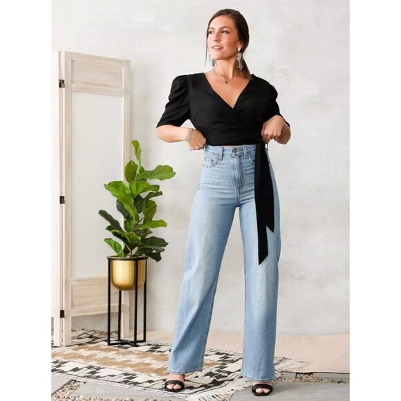 Levis Premium Womens High Loose Denim Jeans Blue Straight Wide Leg Baggy New - Picture 14 of 15